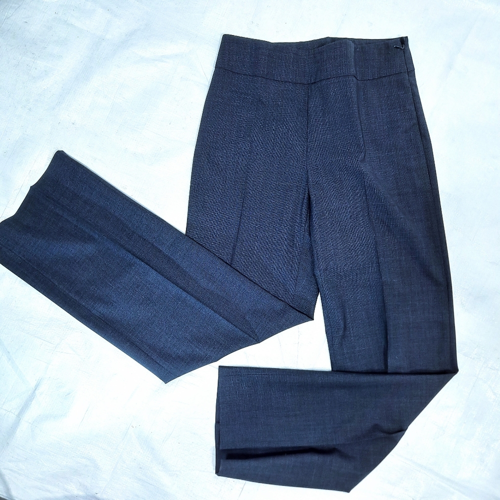 Lavia18 Blue Plain Front High Wasited Dress Pants